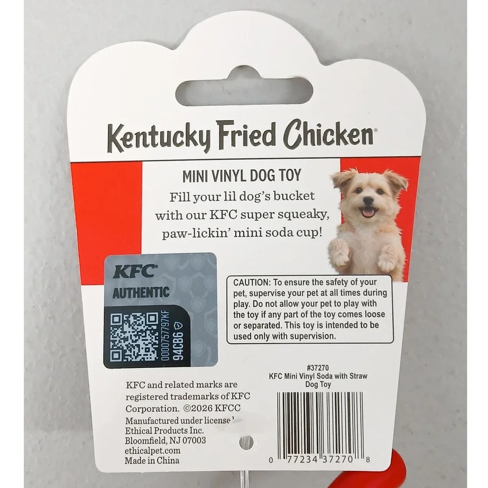KFC Dog Toy 3pc Set Mini Soda Cup Biscuit Drumstick Small Dogs Red White